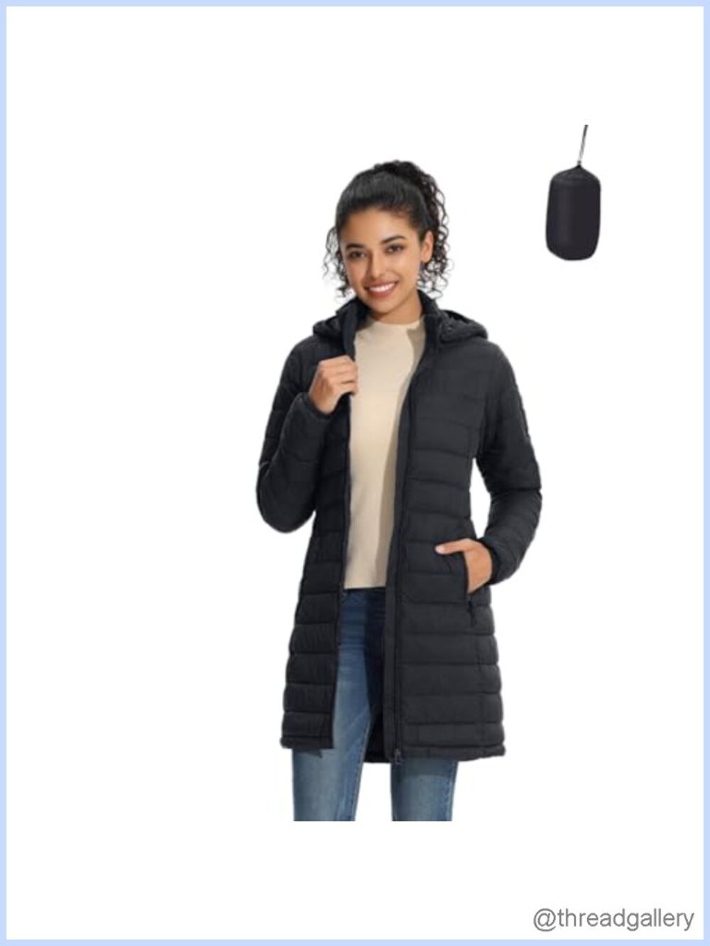 Packable Puffer Coat Lightweight Water-Resistant Slim Fit Winter Jacket with